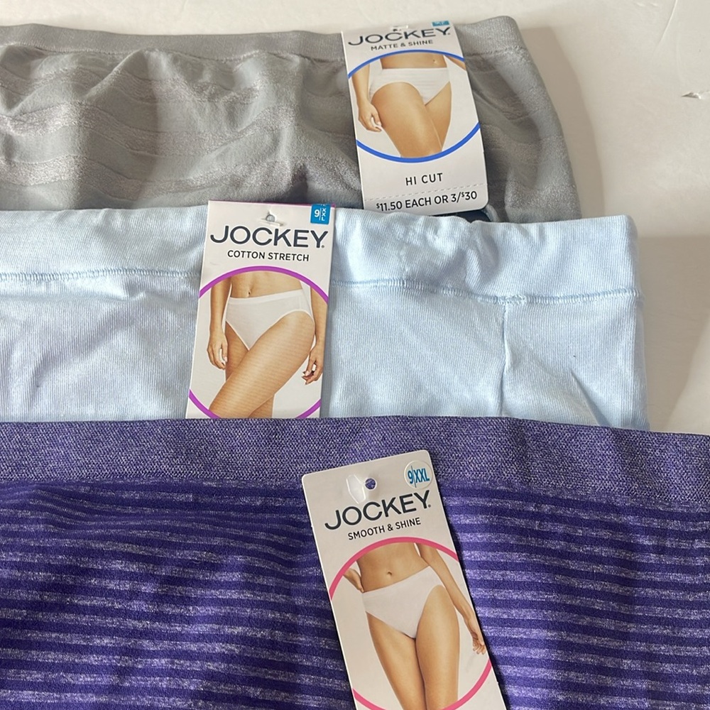 Jockey Assortment of Hi Cut Panties 3 Pairs Size XXL / 9
